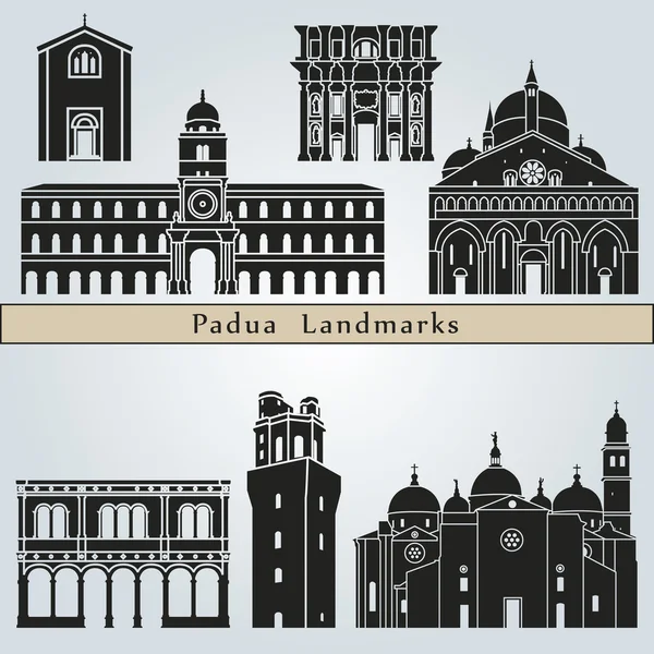 Marcos e monumentos de Pádua — Vetor de Stock