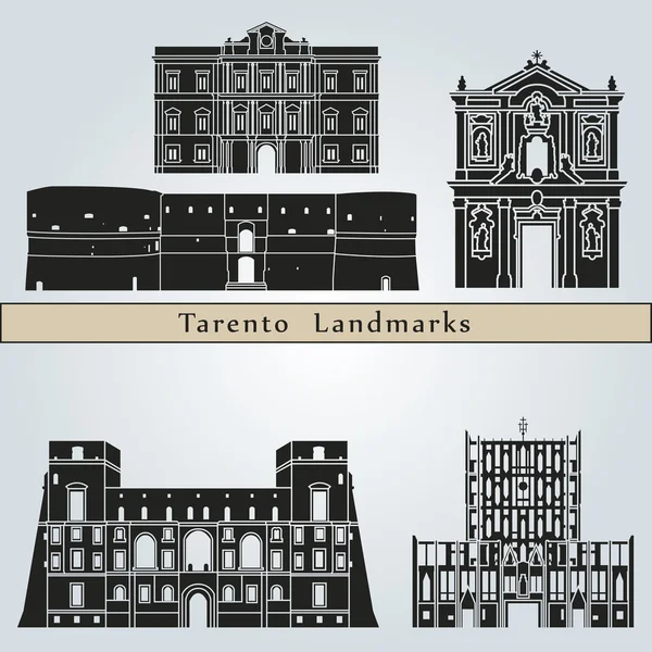Tarento landmarks and monuments — Stock Vector