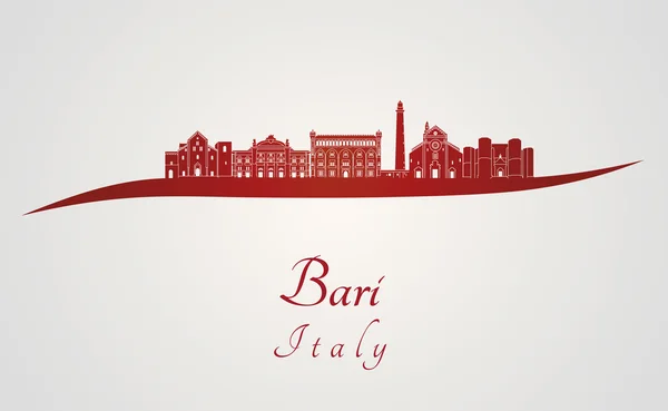Bari skyline en rojo — Vector de stock