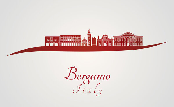 Bergamo skyline in red