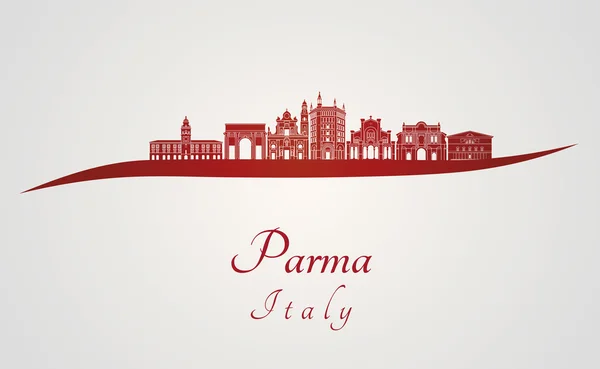 Parma skyline in red — Stock Vector