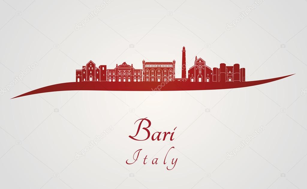 Bari skyline in red