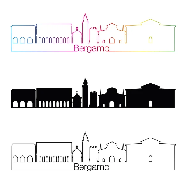 Style linéaire Skyline Bergame avec arc-en-ciel — Image vectorielle