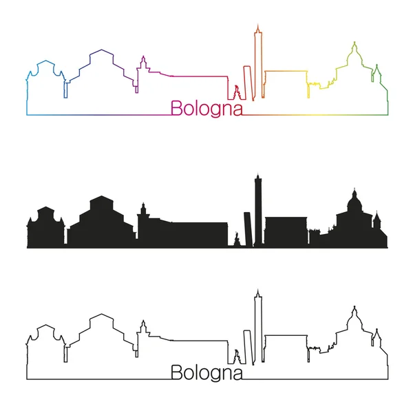 Skyline di Bologna in stile lineare con arcobaleno — Vettoriale Stock