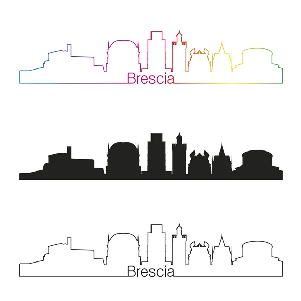 Brescia skyline lineaire stijl met regenboog — Stockvector