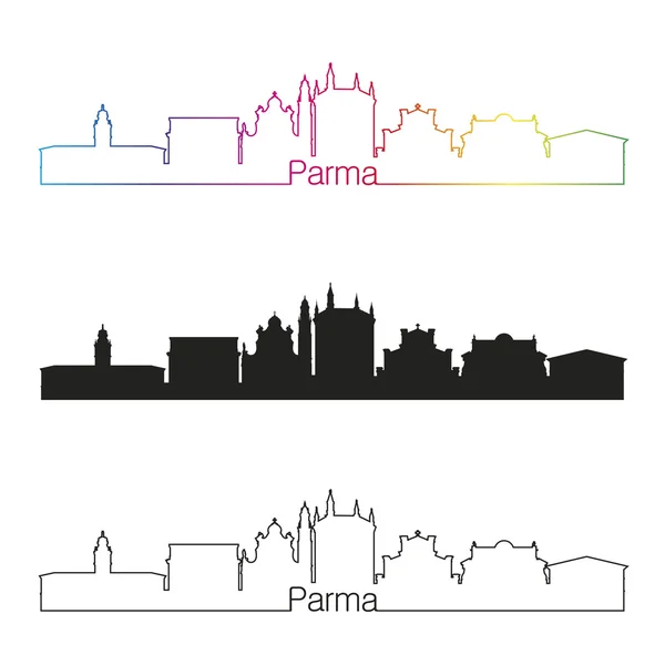 Parma skyline lineáris stílusú szivárvány — Stock Vector