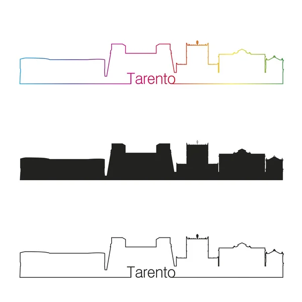 Tarento skyline estilo linear com arco-íris — Vetor de Stock