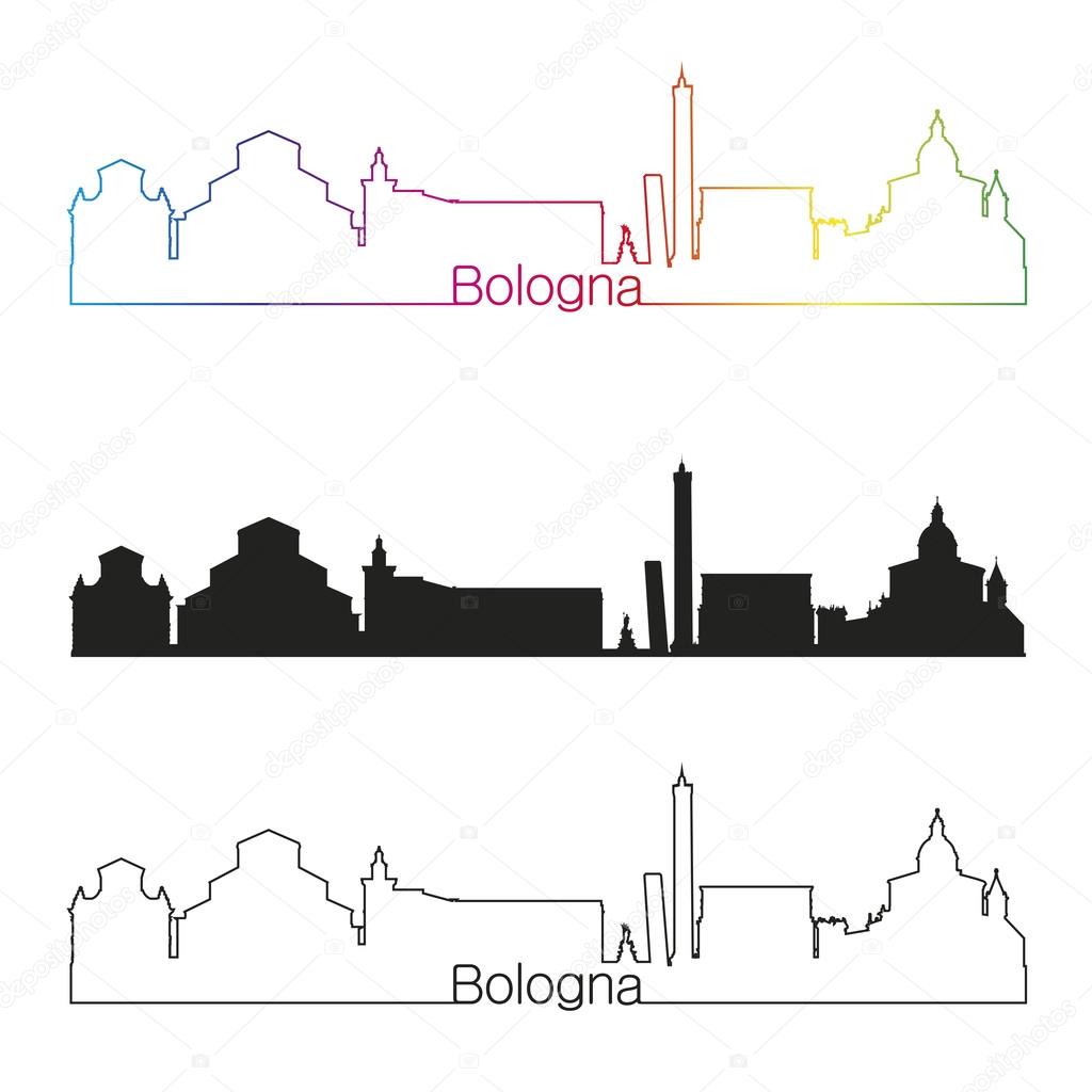 Bologna skyline linear style with rainbow