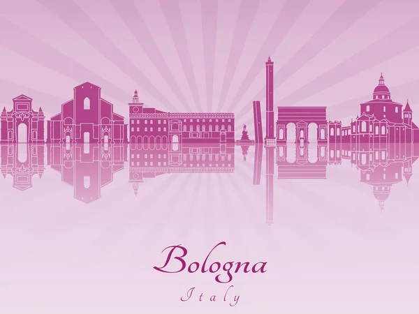 Skyline de Bolonia en orquídea radiante púrpura — Vector de stock