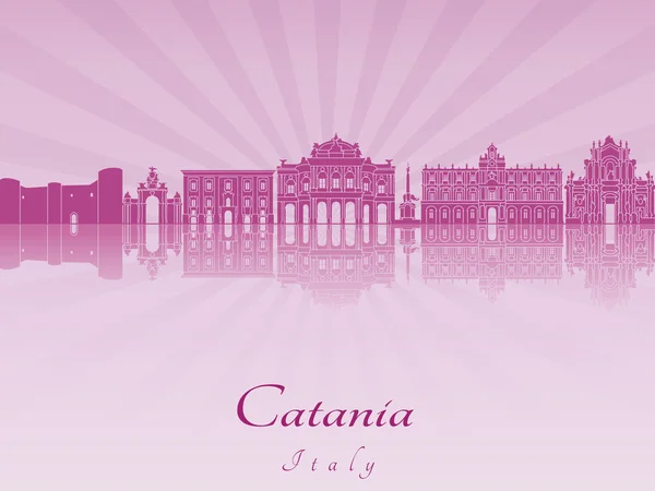 Catania Skyline in violett leuchtender Orchidee — Stockvektor