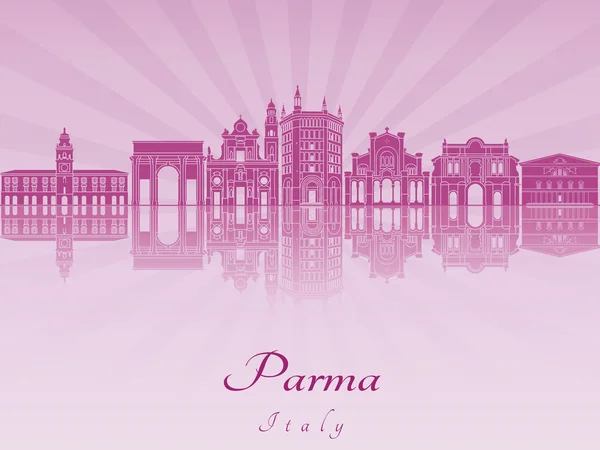 Parma Skyline in violett leuchtender Orchidee — Stockvektor