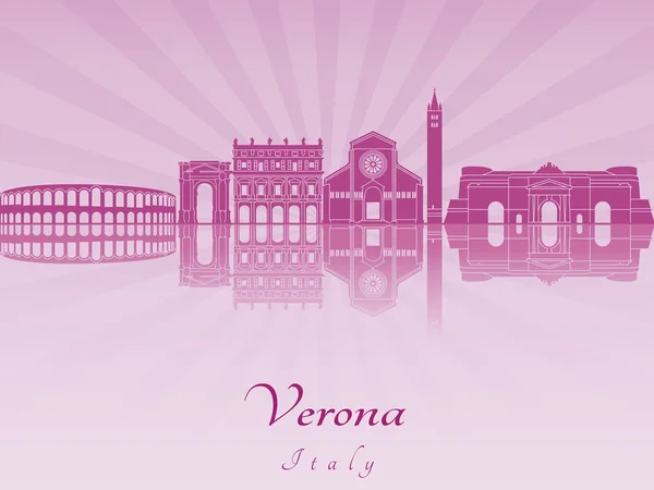 Verona skyline in purple radiant orchid — Stock Vector