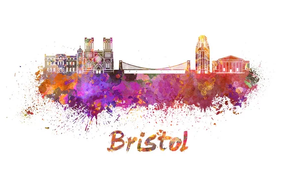 Panoramę miasta Bristol w akwarela — Zdjęcie stockowe