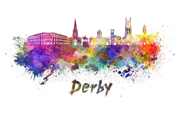 Derby silhuett i akvarell — Stockfoto