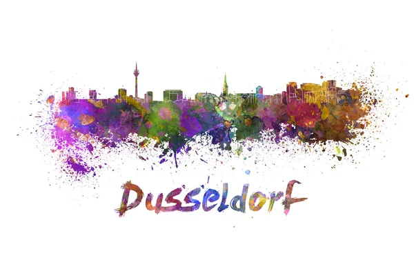 Dusseldorf skyline in aquarel — Stockfoto
