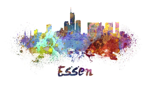Essen Panorama v akvarel — Stock fotografie