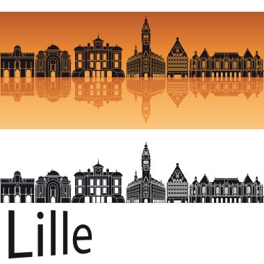 Lille manzarası turuncu arka planda 