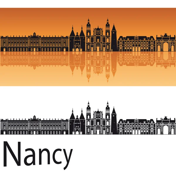 Nancy skyline in orange background — Stock Vector