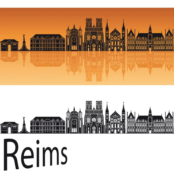 Reims skyline auf orangefarbenem Hintergrund — Stockvektor