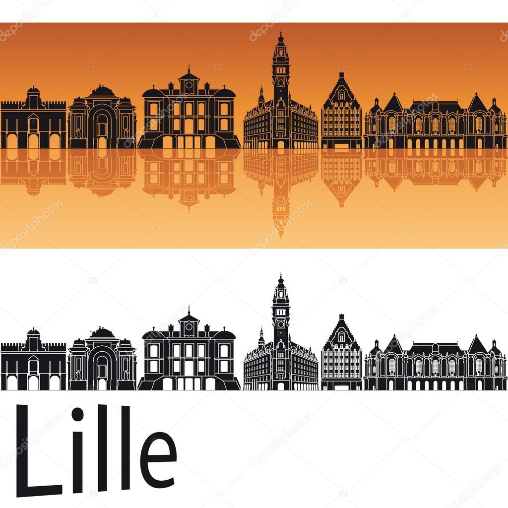 Lille skyline in orange background 