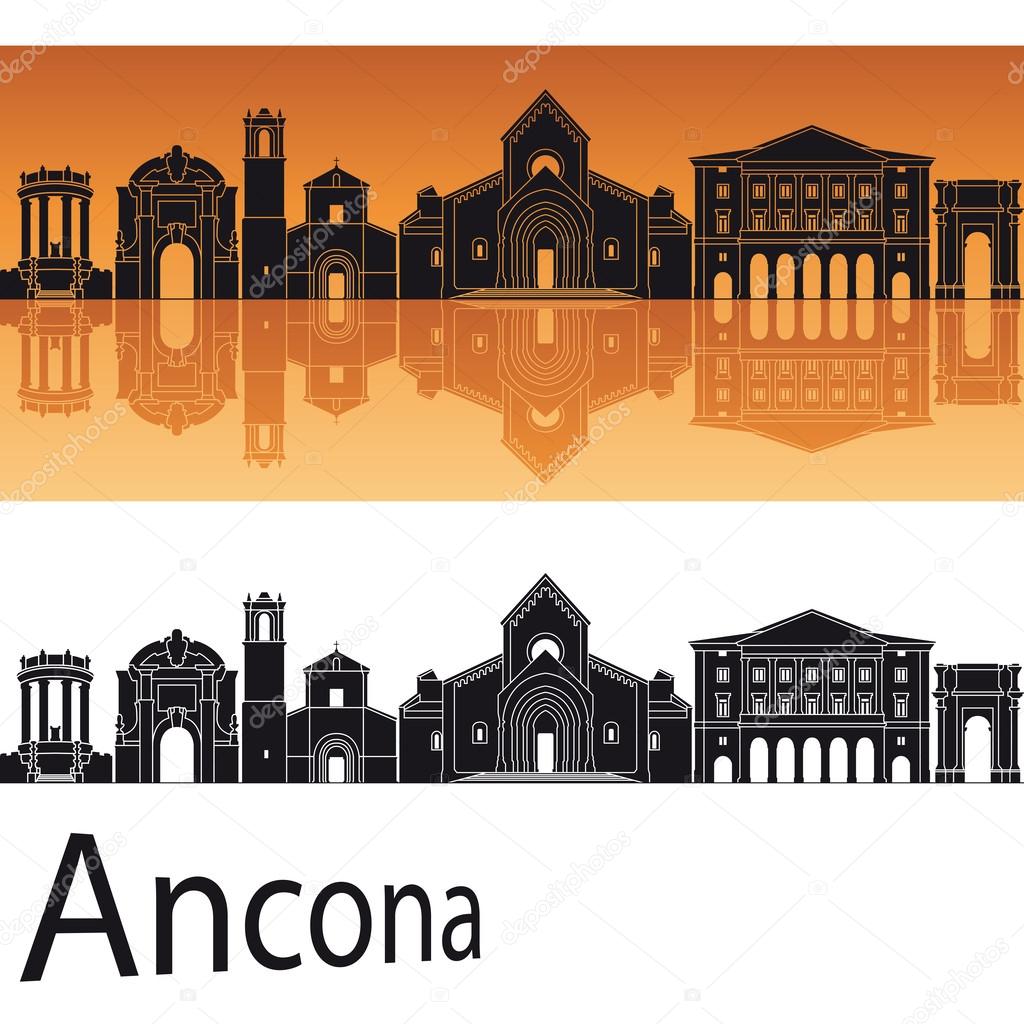 Ancona skyline in orange background 