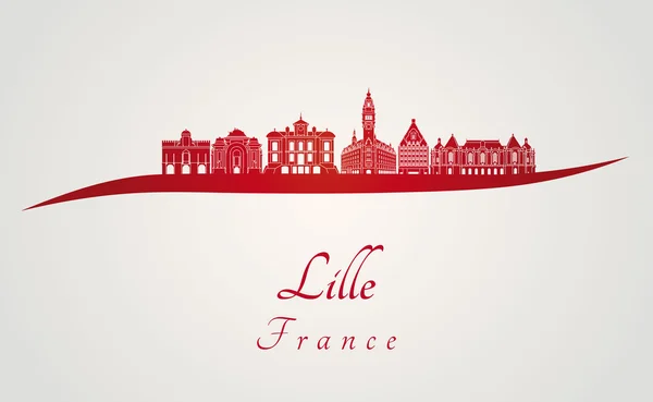 Skyline Lille en rojo — Vector de stock