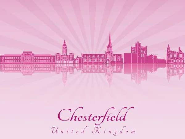 Chesterfield Skyline in lila leuchtender Orchidee — Stockvektor