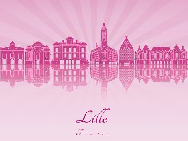 Skyline de Lille en orchidée rayonnante violette — Image vectorielle