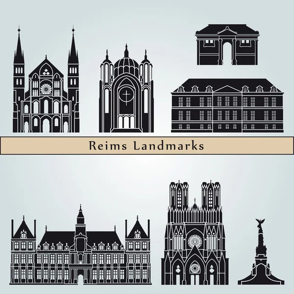 Monumentos y monumentos de Reims — Vector de stock