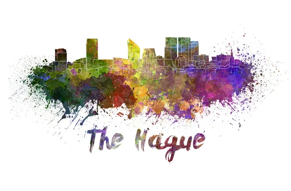 The Hague skyline in watercolor — Stock Photo, Image