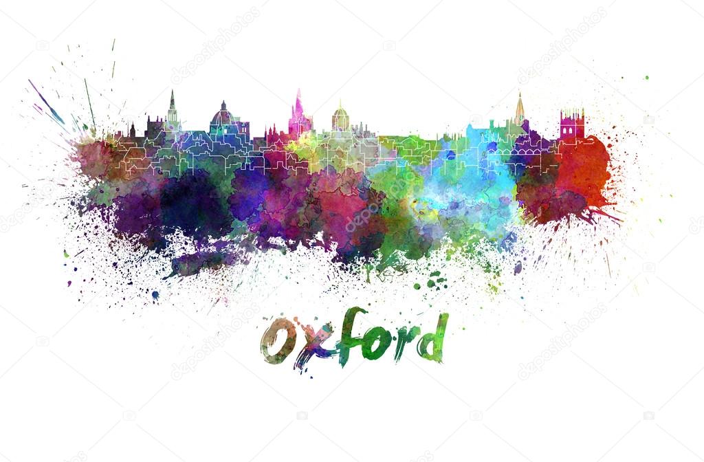 Oxford skyline in watercolor
