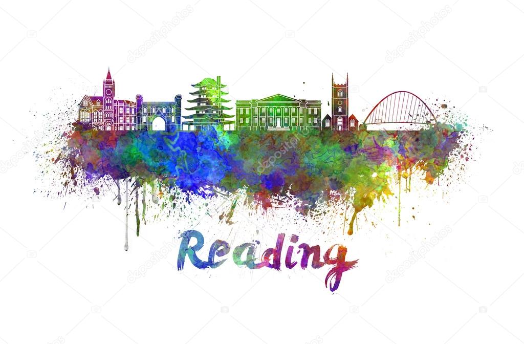 Reading skyline in watercolor