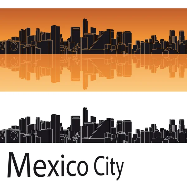 Mexico City skyline in orange background — Stock Vector