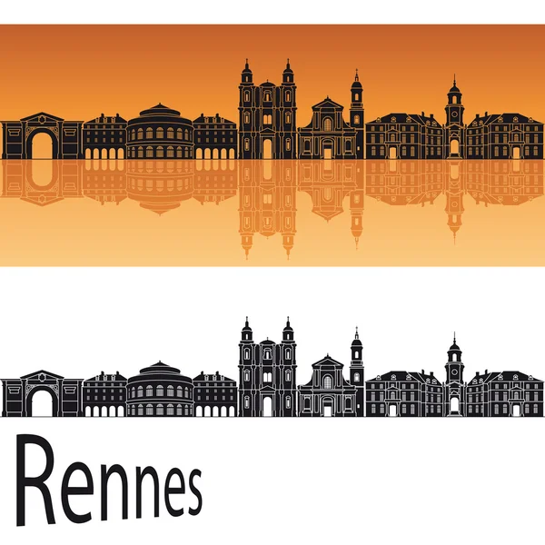 Rennes skyline in orange background — Stock Vector