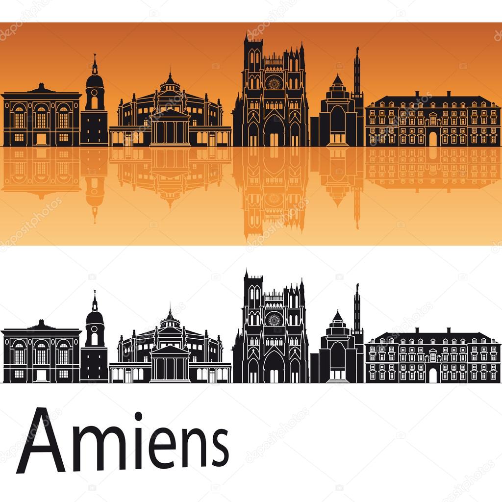 Amiens skyline in orange background 