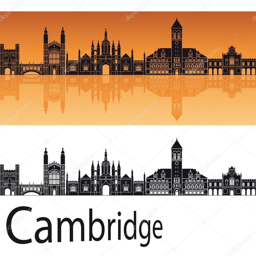 Cambridge skyline in orange background 