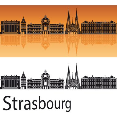 Strazburg manzarası turuncu arka planda 