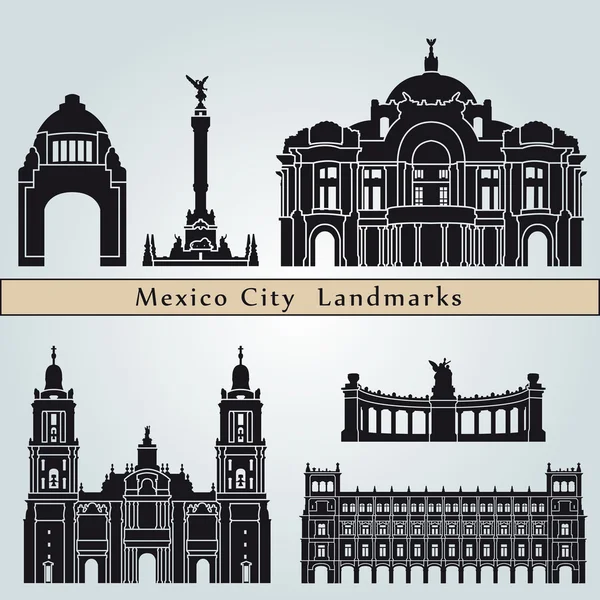 Mexico City landmarks and monuments — Stock Vector