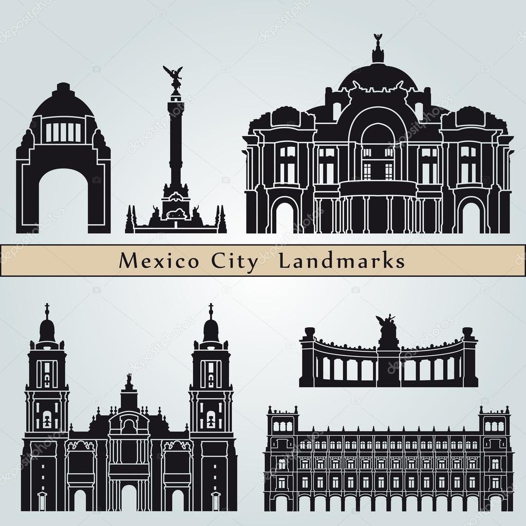 Mexico City landmarks and monuments — Stock Vector © paulrommer #60326677