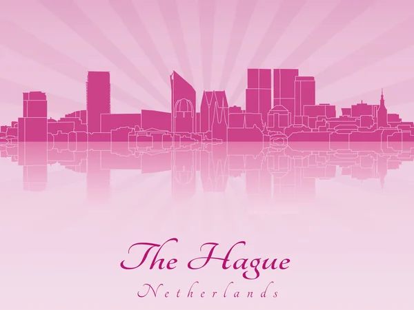 The Hague skyline in purple radiant orchid — Stock Vector