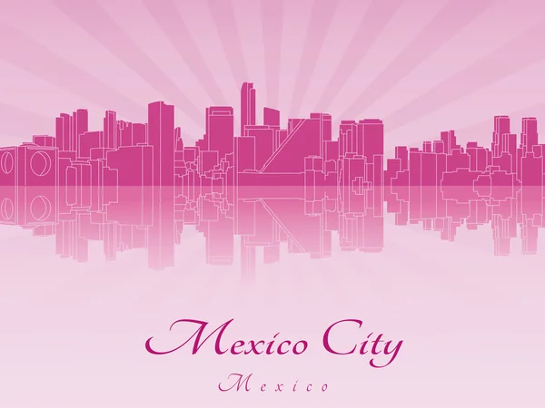 Cidade do México skyline em roxo orquídea radiante em vetor editável — Vetor de Stock