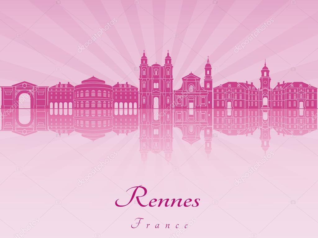 Rennes skyline in purple radiant orchid