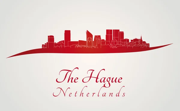 Haag skyline i rött — Stock vektor