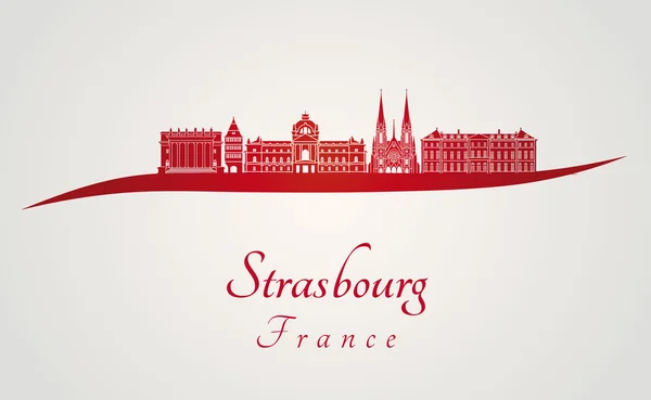 Skyline Strasburgo in rosso — Vettoriale Stock