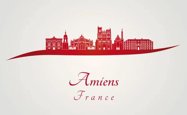 Skyline Amiens en rojo — Vector de stock