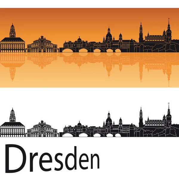 Dresden skyline em fundo laranja — Vetor de Stock