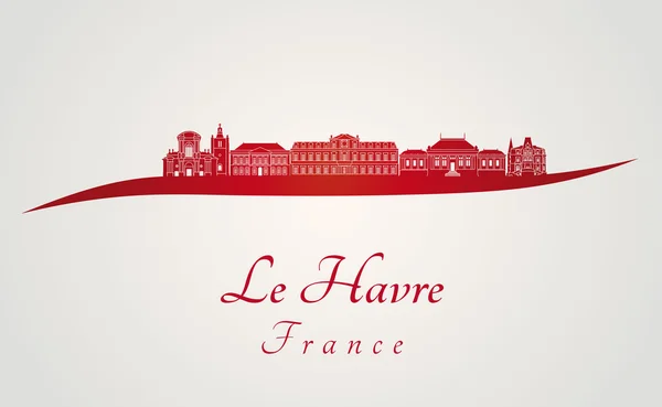 El horizonte de Le Havre en rojo — Vector de stock
