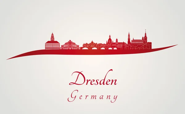 Dresden Skyline in Rot — Stockvektor