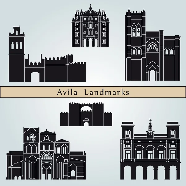 Monumentos y monumentos de Ávila — Vector de stock