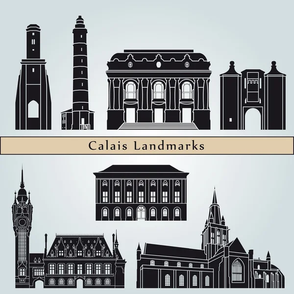 Calais landmarks and monuments — Stock Vector